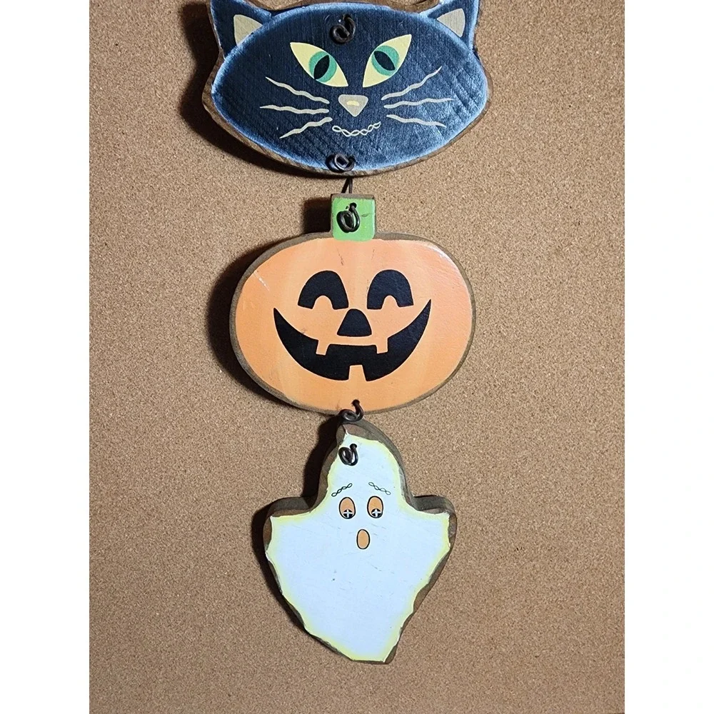 Festive Halloween‎ Welcome Sign Black Cat, Pumpkin, Ghost